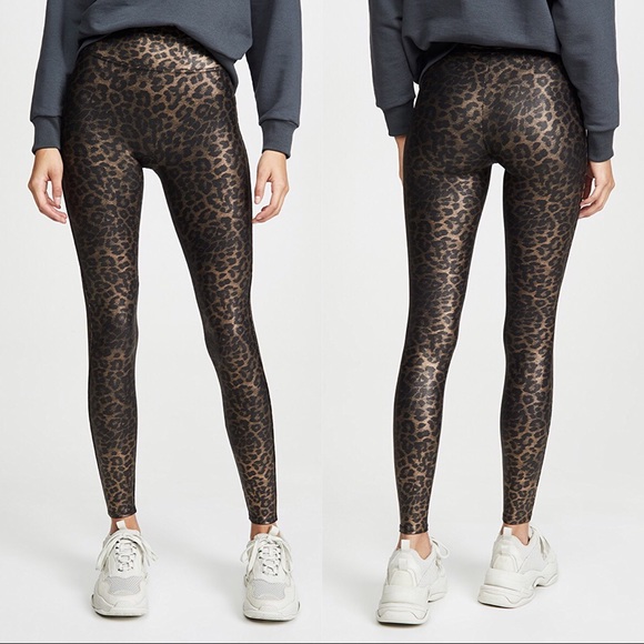 Spanx Leopard Shine Leggings Size Small 
